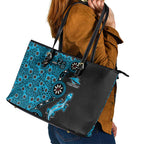 Cronulla-Sutherland Sharks NAIDOC Week 2026 Leather Tote Bag Aboriginal Lizard Dot Painting - 50 Years of Deadly
