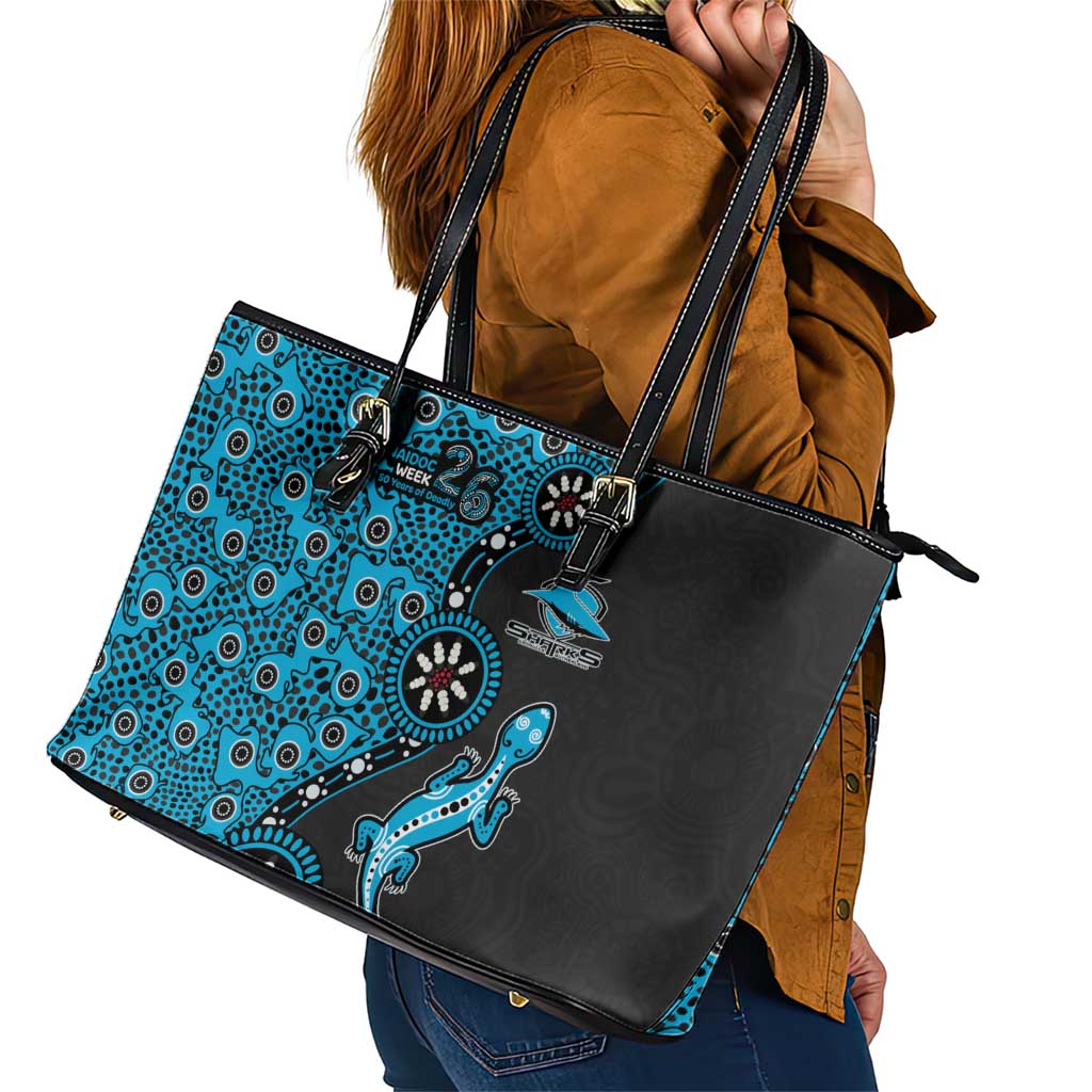 Cronulla-Sutherland Sharks NAIDOC Week 2026 Leather Tote Bag Aboriginal Lizard Dot Painting - 50 Years of Deadly