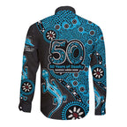 Cronulla-Sutherland Sharks NAIDOC Week 2026 Long Sleeve Button Shirt Aboriginal Lizard Dot Painting - 50 Years of Deadly
