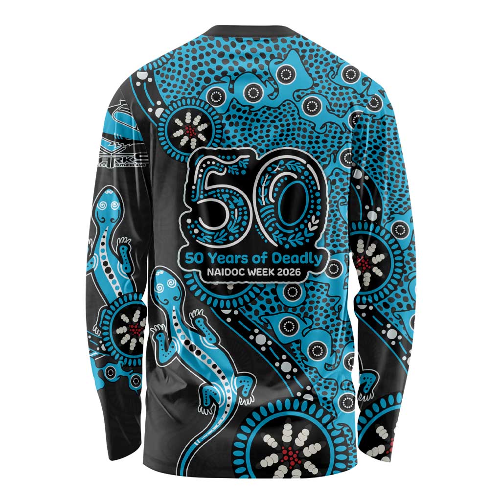 Cronulla-Sutherland Sharks NAIDOC Week 2026 Long Sleeve Shirt Aboriginal Lizard Dot Painting - 50 Years of Deadly