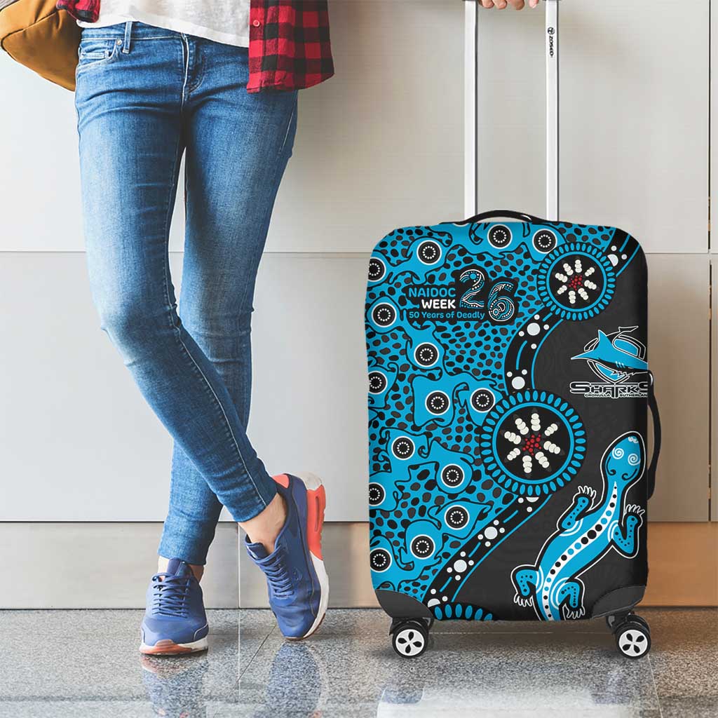 Cronulla-Sutherland Sharks NAIDOC Week 2026 Luggage Cover Aboriginal Lizard Dot Painting - 50 Years of Deadly