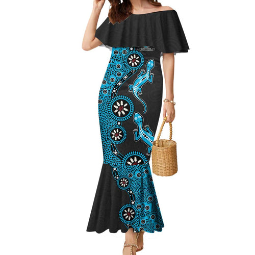 Cronulla-Sutherland Sharks NAIDOC Week 2026 Mermaid Dress Aboriginal Lizard Dot Painting - 50 Years of Deadly