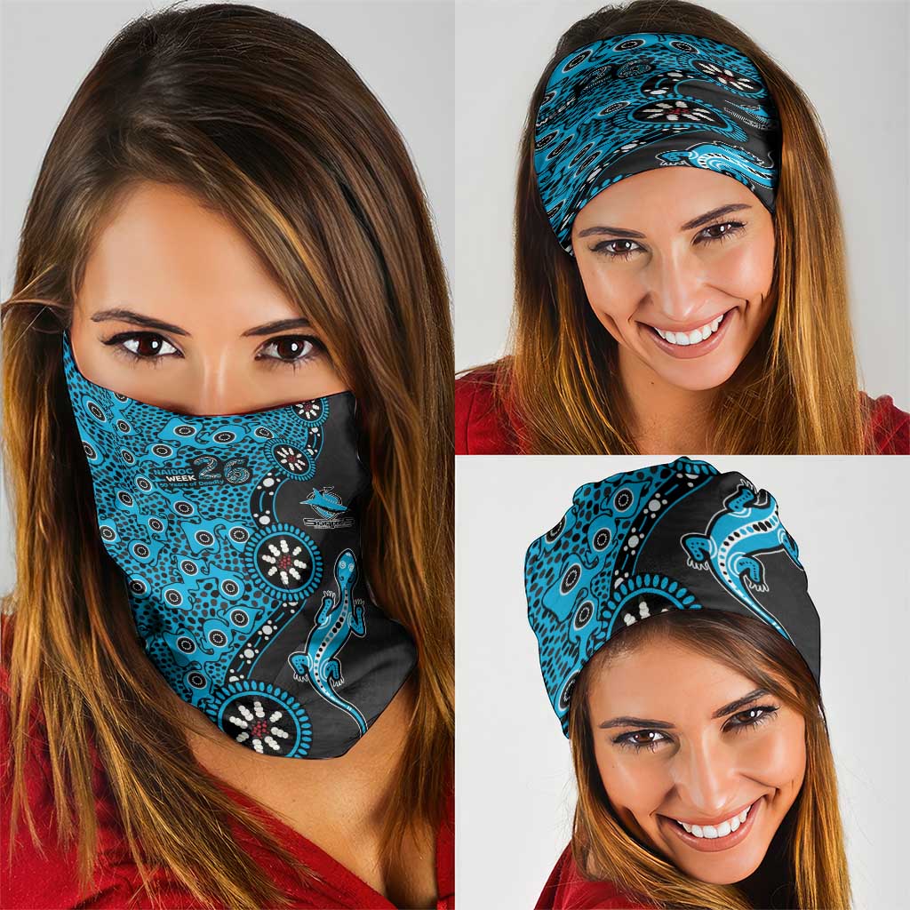 Cronulla-Sutherland Sharks NAIDOC Week 2026 Neck Gaiter Aboriginal Lizard Dot Painting - 50 Years of Deadly