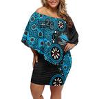 Cronulla-Sutherland Sharks NAIDOC Week 2026 Off Shoulder Short Dress Aboriginal Lizard Dot Painting - 50 Years of Deadly