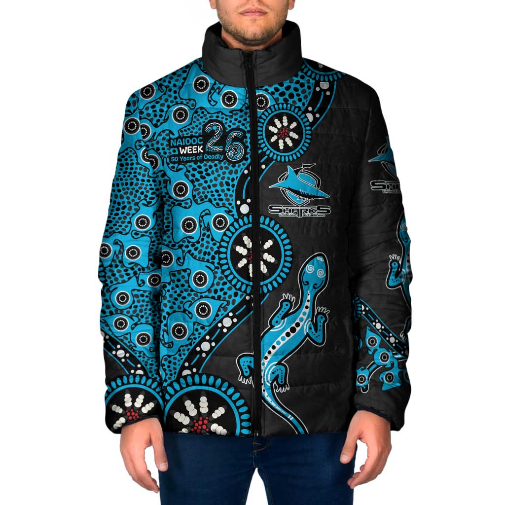 Cronulla-Sutherland Sharks NAIDOC Week 2026 Padded Jacket Aboriginal Lizard Dot Painting - 50 Years of Deadly