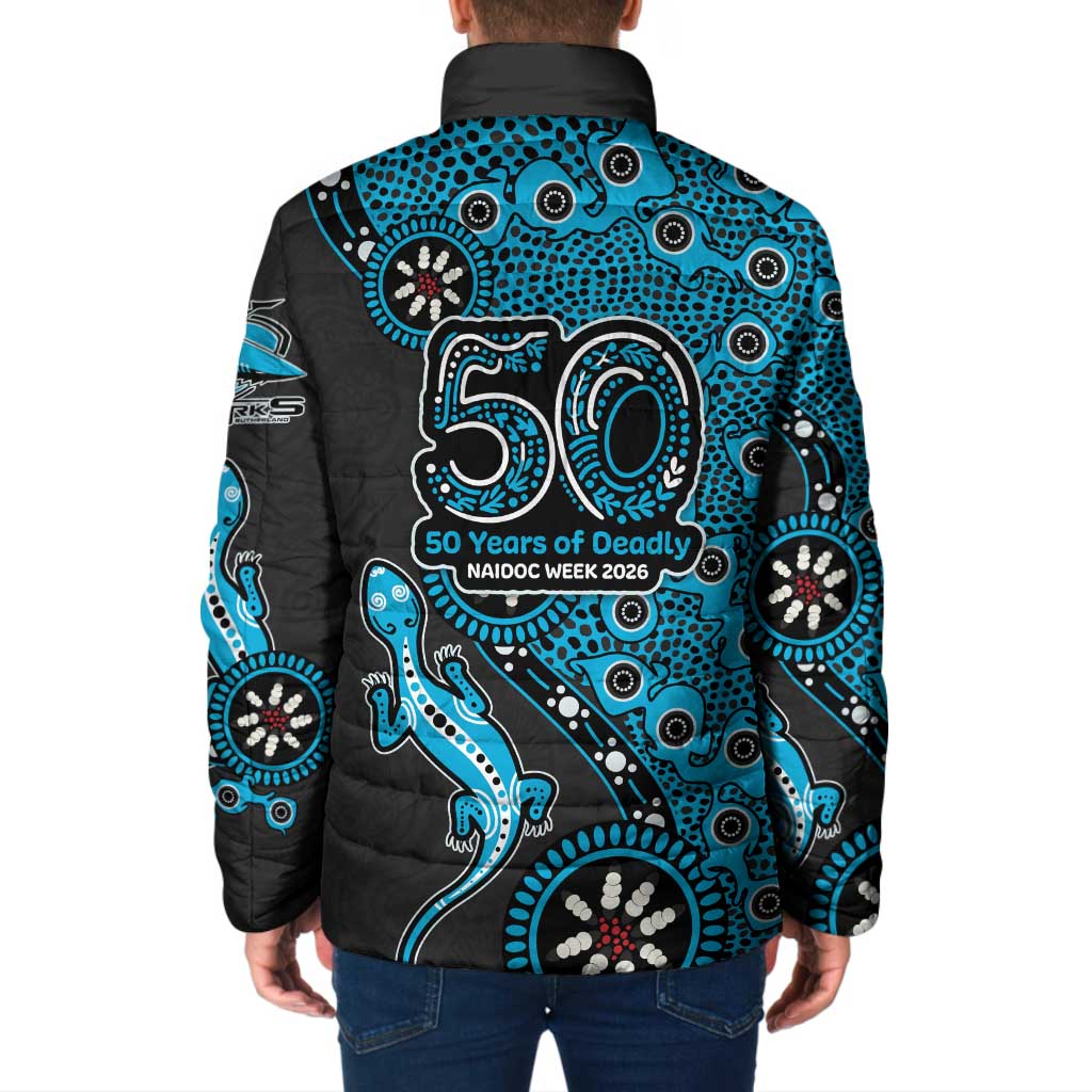 Cronulla-Sutherland Sharks NAIDOC Week 2026 Padded Jacket Aboriginal Lizard Dot Painting - 50 Years of Deadly