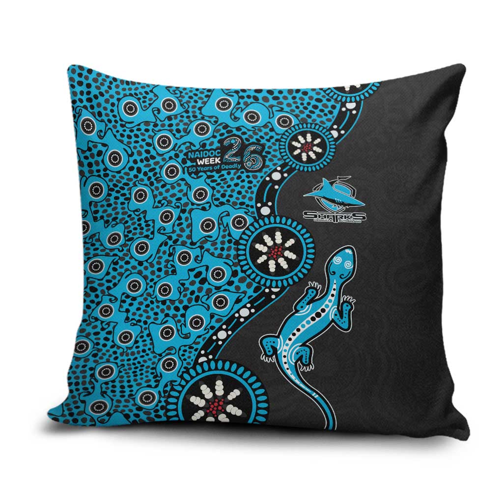 Cronulla-Sutherland Sharks NAIDOC Week 2026 Pillow Cover Aboriginal Lizard Dot Painting - 50 Years of Deadly