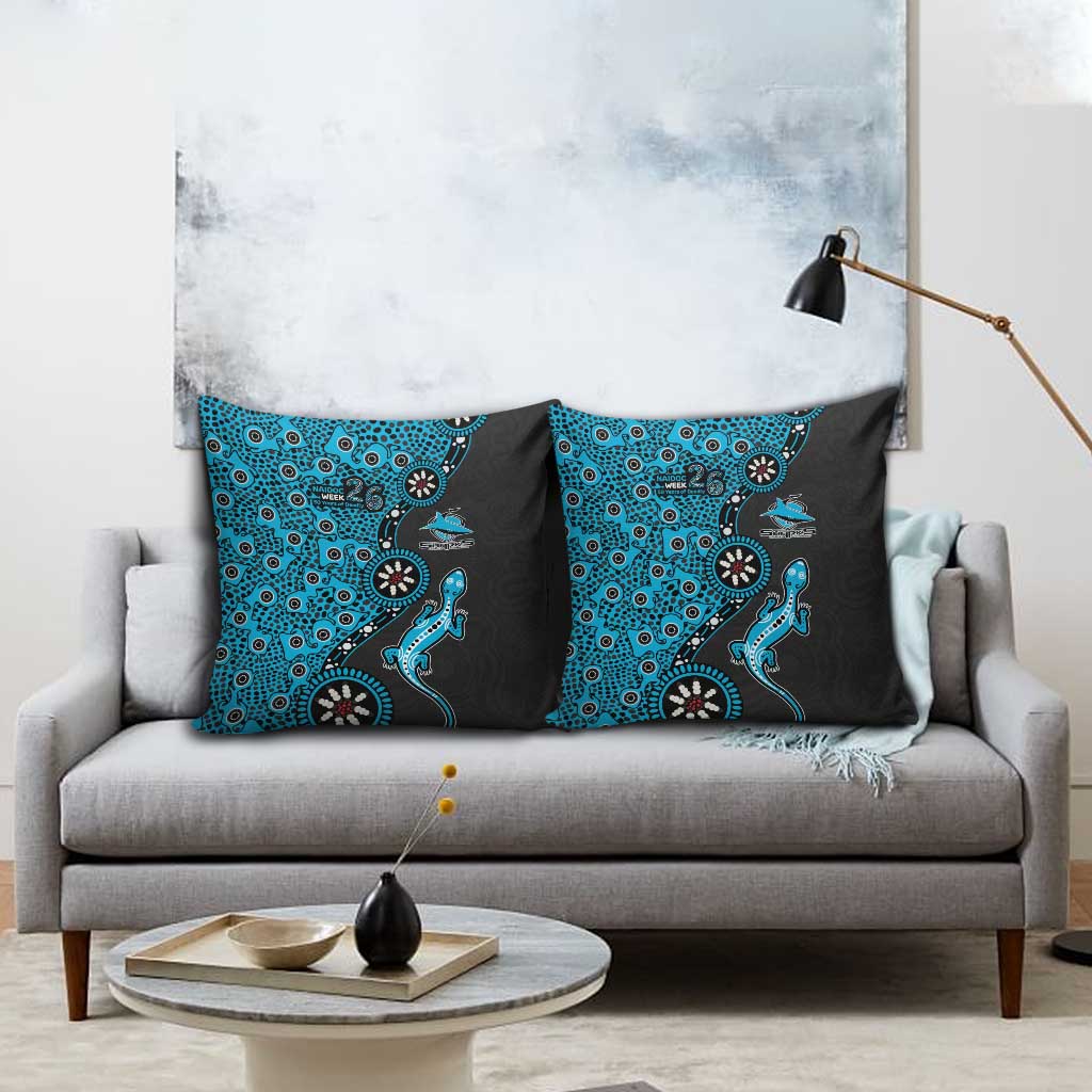 Cronulla-Sutherland Sharks NAIDOC Week 2026 Pillow Cover Aboriginal Lizard Dot Painting - 50 Years of Deadly