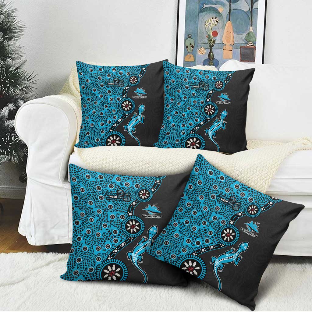 Cronulla-Sutherland Sharks NAIDOC Week 2026 Pillow Cover Aboriginal Lizard Dot Painting - 50 Years of Deadly