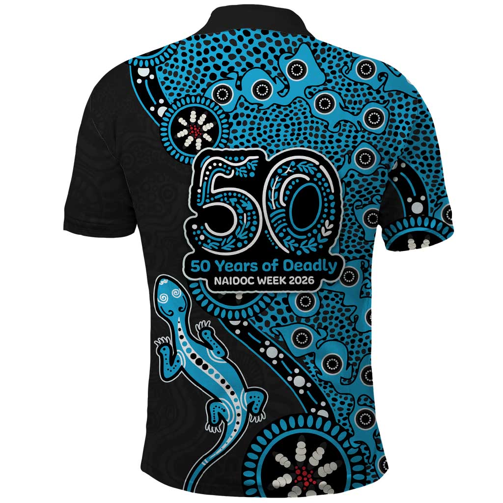 Cronulla-Sutherland Sharks NAIDOC Week 2026 Polo Shirt Aboriginal Lizard Dot Painting - 50 Years of Deadly