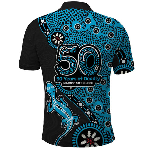Cronulla-Sutherland Sharks NAIDOC Week 2026 Polo Shirt Aboriginal Lizard Dot Painting - 50 Years of Deadly