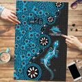 Cronulla-Sutherland Sharks NAIDOC Week 2026 Puzzle Aboriginal Lizard Dot Painting - 50 Years of Deadly