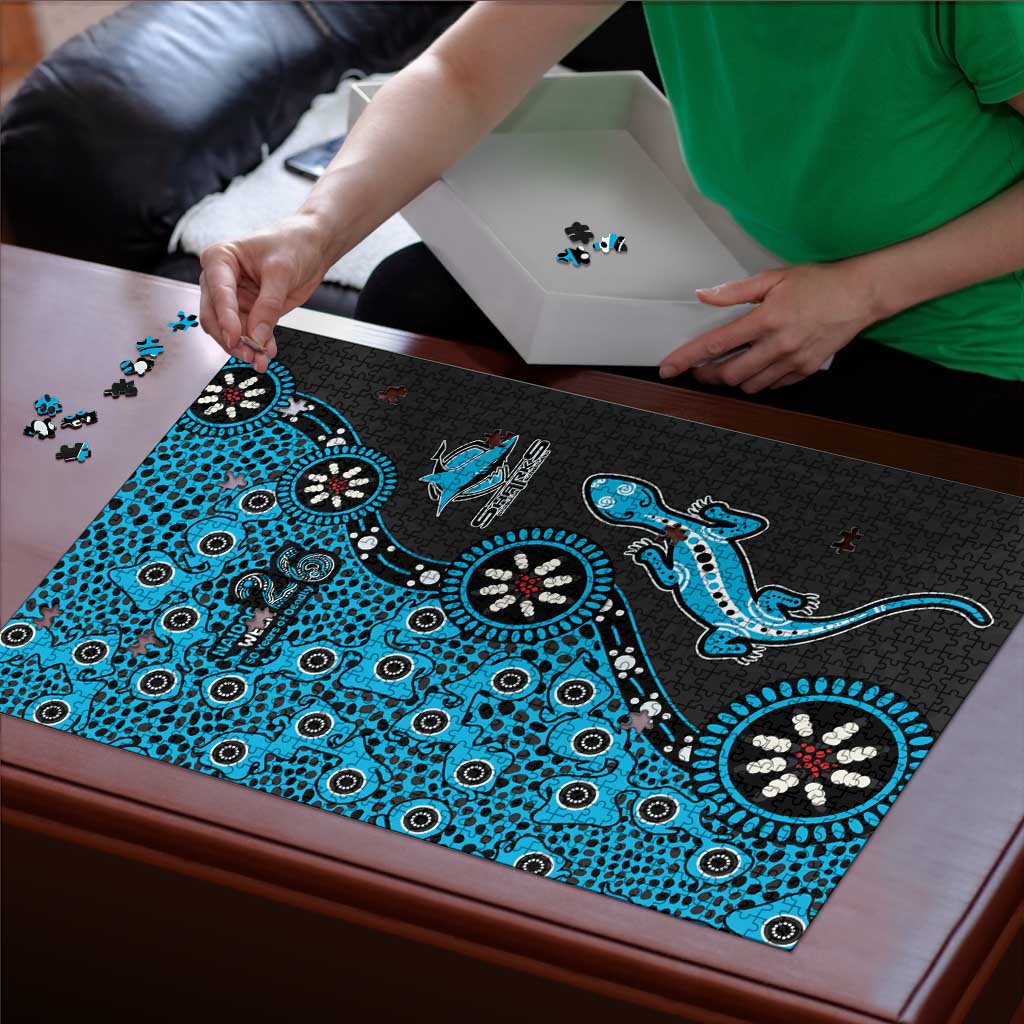 Cronulla-Sutherland Sharks NAIDOC Week 2026 Puzzle Aboriginal Lizard Dot Painting - 50 Years of Deadly