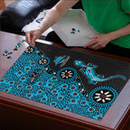 Cronulla-Sutherland Sharks NAIDOC Week 2026 Puzzle Aboriginal Lizard Dot Painting - 50 Years of Deadly