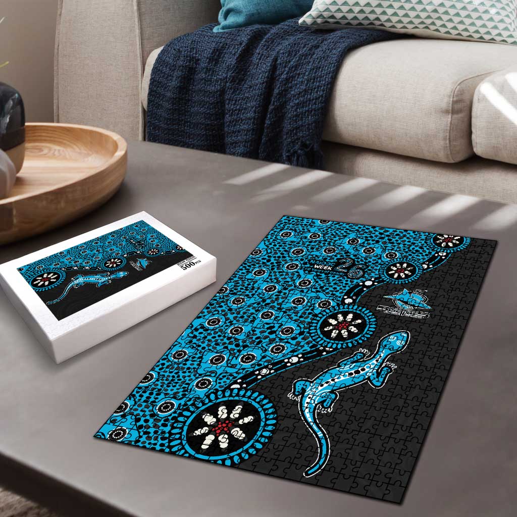 Cronulla-Sutherland Sharks NAIDOC Week 2026 Puzzle Aboriginal Lizard Dot Painting - 50 Years of Deadly