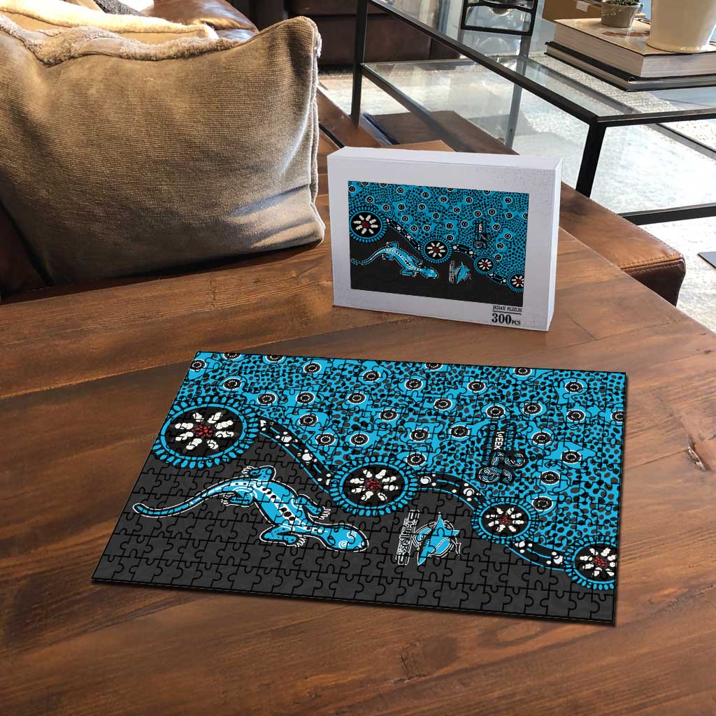 Cronulla-Sutherland Sharks NAIDOC Week 2026 Puzzle Aboriginal Lizard Dot Painting - 50 Years of Deadly
