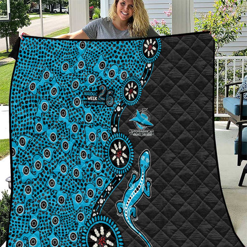 Cronulla-Sutherland Sharks NAIDOC Week 2026 Quilt Aboriginal Lizard Dot Painting - 50 Years of Deadly