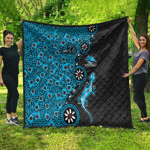 Cronulla-Sutherland Sharks NAIDOC Week 2026 Quilt Aboriginal Lizard Dot Painting - 50 Years of Deadly
