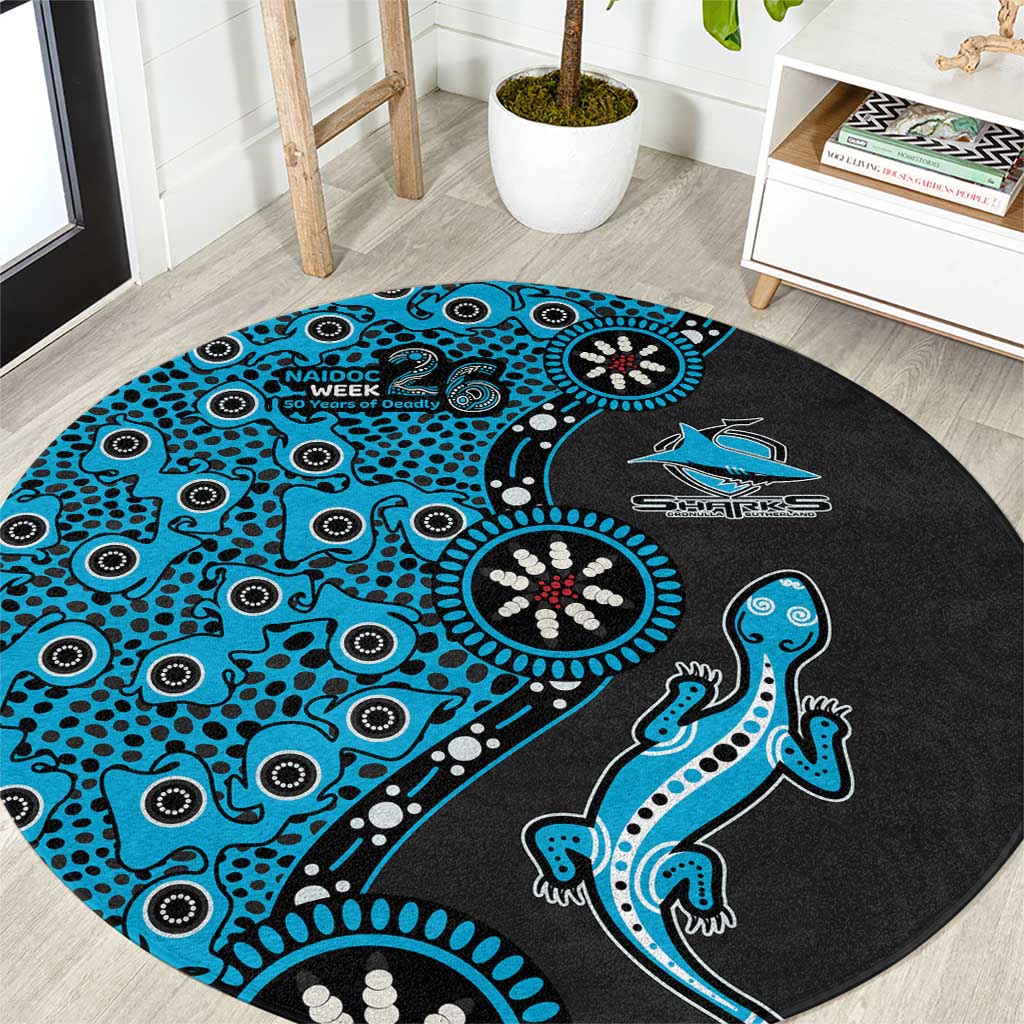 Cronulla-Sutherland Sharks NAIDOC Week 2026 Round Carpet Aboriginal Lizard Dot Painting - 50 Years of Deadly