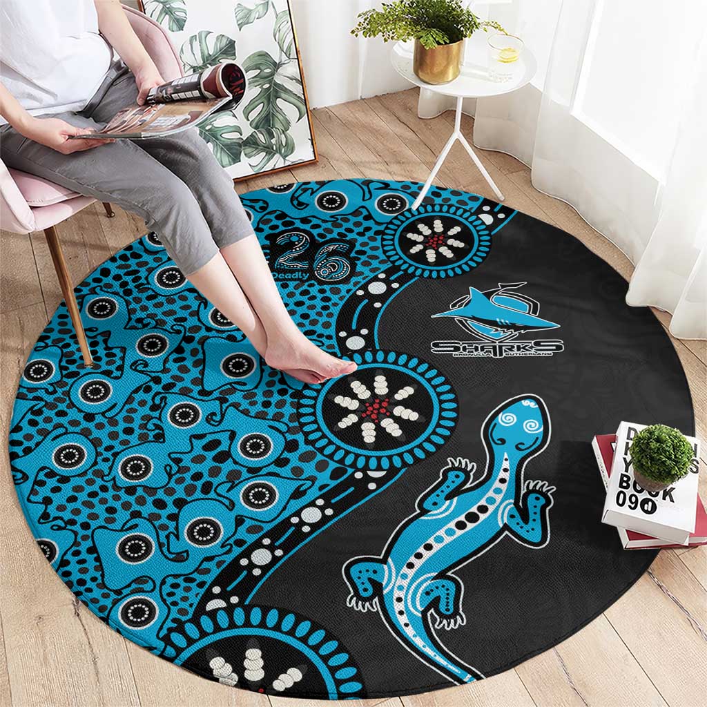 Cronulla-Sutherland Sharks NAIDOC Week 2026 Round Carpet Aboriginal Lizard Dot Painting - 50 Years of Deadly