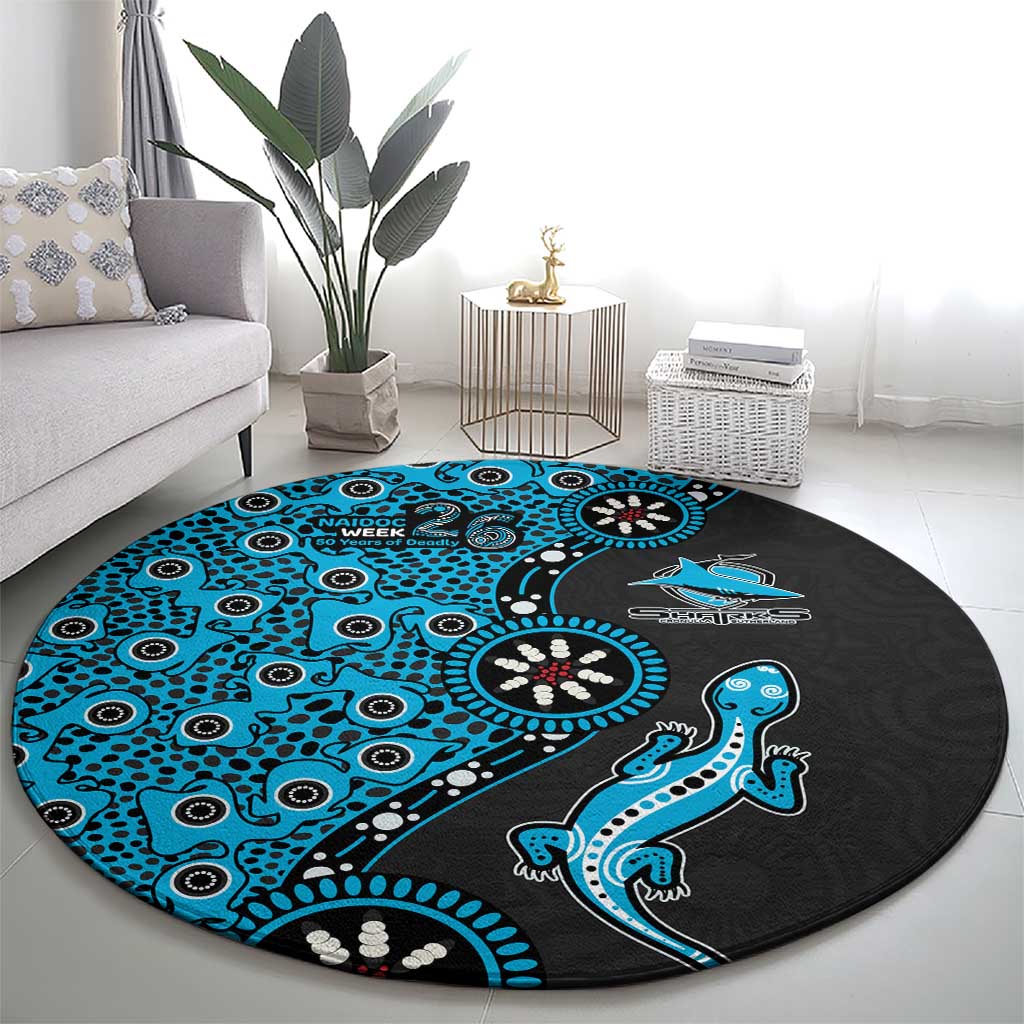 Cronulla-Sutherland Sharks NAIDOC Week 2026 Round Carpet Aboriginal Lizard Dot Painting - 50 Years of Deadly