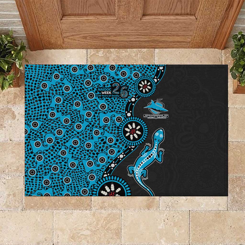 Cronulla-Sutherland Sharks NAIDOC Week 2026 Rubber Doormat Aboriginal Lizard Dot Painting - 50 Years of Deadly