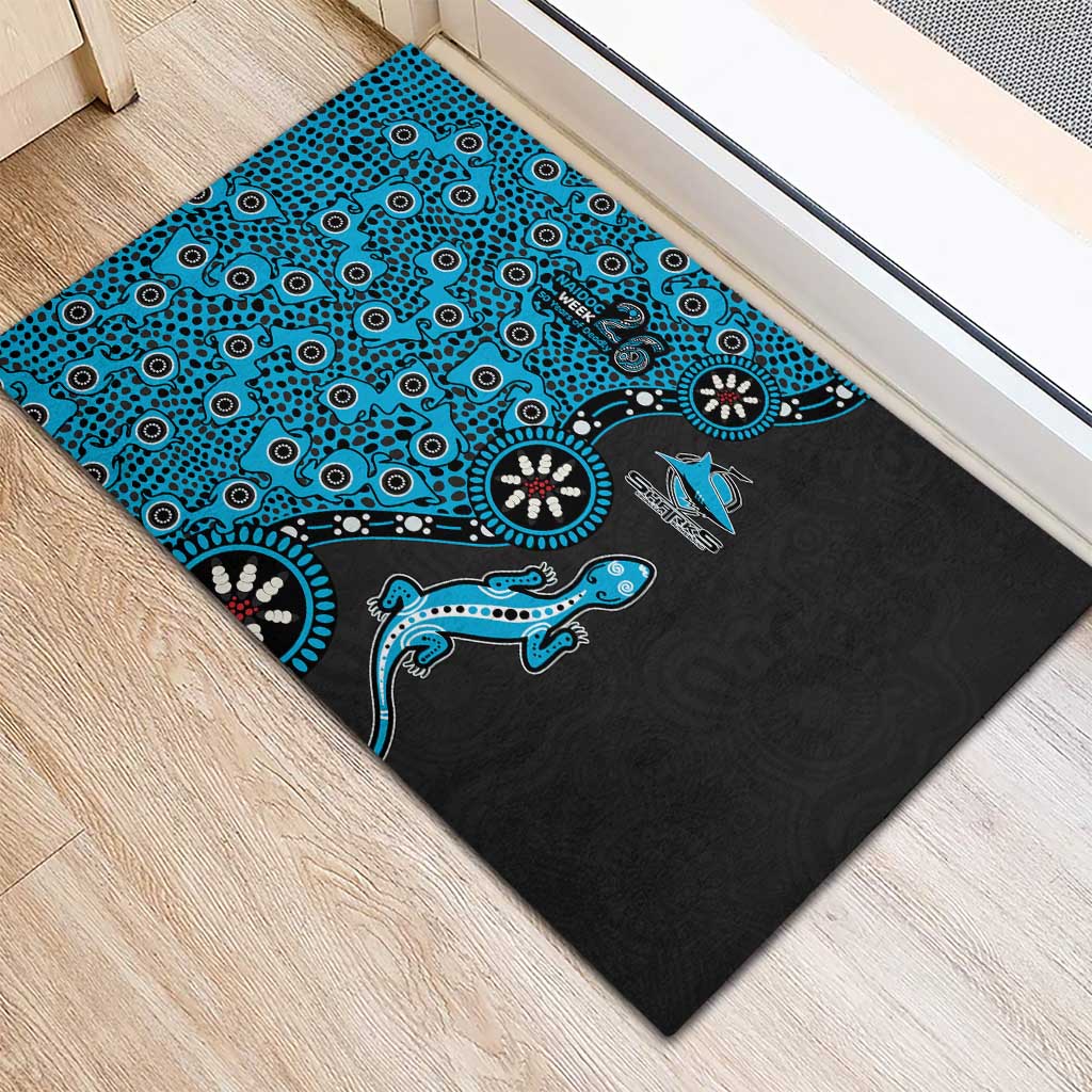 Cronulla-Sutherland Sharks NAIDOC Week 2026 Rubber Doormat Aboriginal Lizard Dot Painting - 50 Years of Deadly