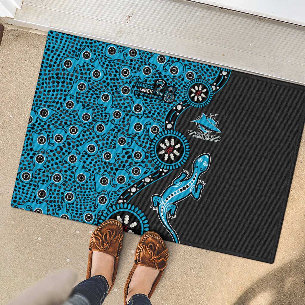Cronulla-Sutherland Sharks NAIDOC Week 2026 Rubber Doormat Aboriginal Lizard Dot Painting - 50 Years of Deadly