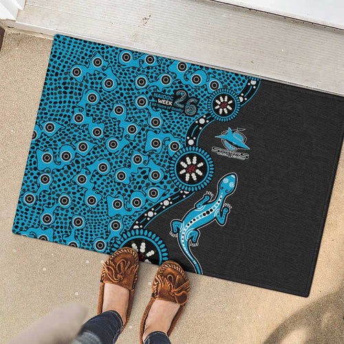 Cronulla-Sutherland Sharks NAIDOC Week 2026 Rubber Doormat Aboriginal Lizard Dot Painting - 50 Years of Deadly