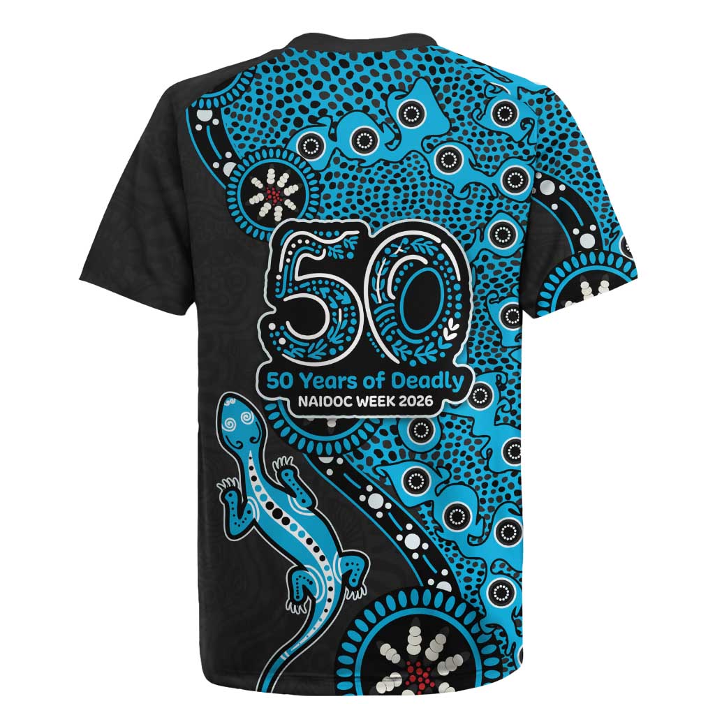 Cronulla-Sutherland Sharks NAIDOC Week 2026 Rugby Jersey Aboriginal Lizard Dot Painting - 50 Years of Deadly