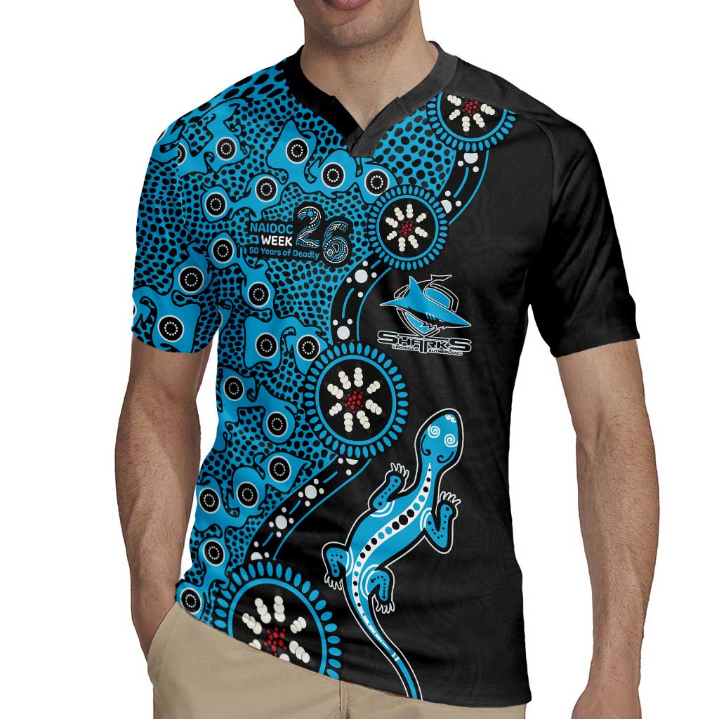 Cronulla-Sutherland Sharks NAIDOC Week 2026 Rugby Jersey Aboriginal Lizard Dot Painting - 50 Years of Deadly