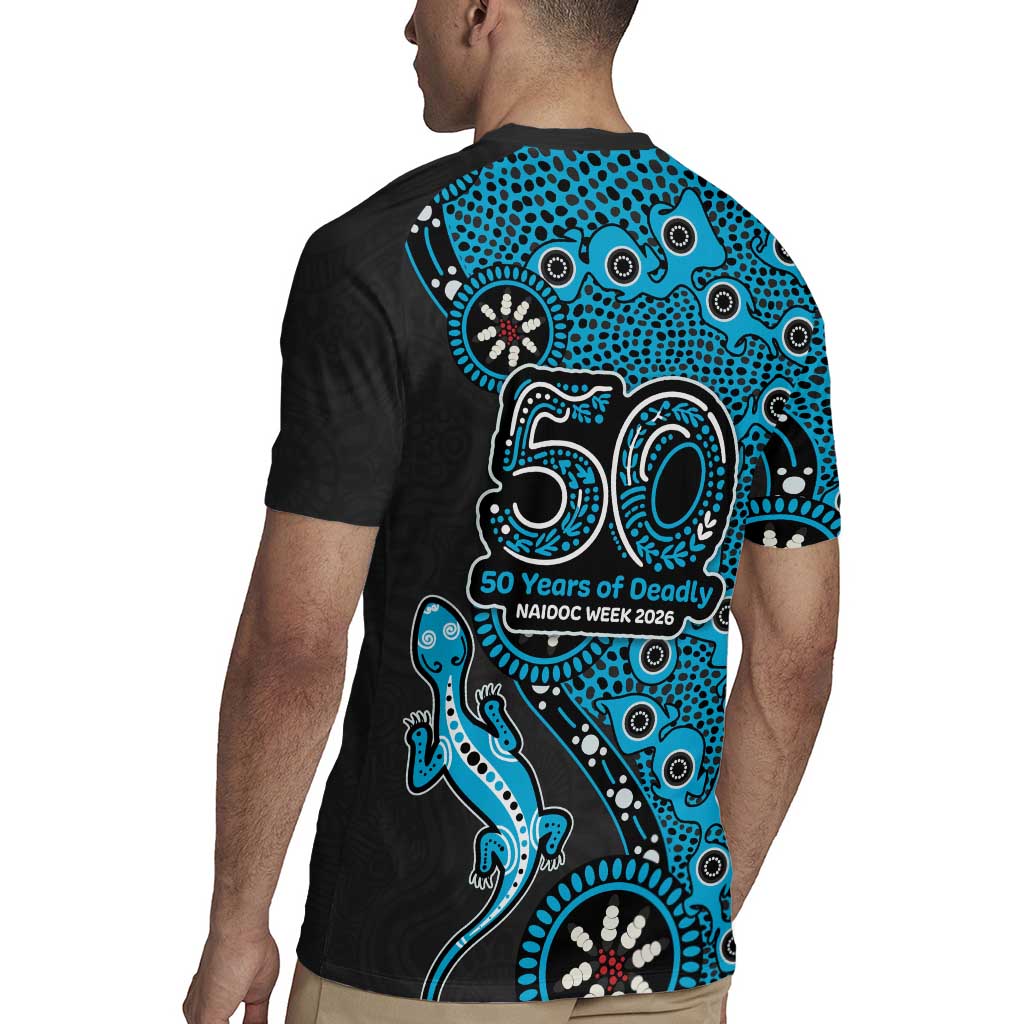 Cronulla-Sutherland Sharks NAIDOC Week 2026 Rugby Jersey Aboriginal Lizard Dot Painting - 50 Years of Deadly