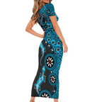 Cronulla-Sutherland Sharks NAIDOC Week 2026 Short Sleeve Bodycon Dress Aboriginal Lizard Dot Painting - 50 Years of Deadly