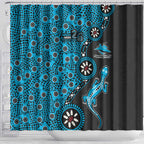 Cronulla-Sutherland Sharks NAIDOC Week 2026 Shower Curtain Aboriginal Lizard Dot Painting - 50 Years of Deadly
