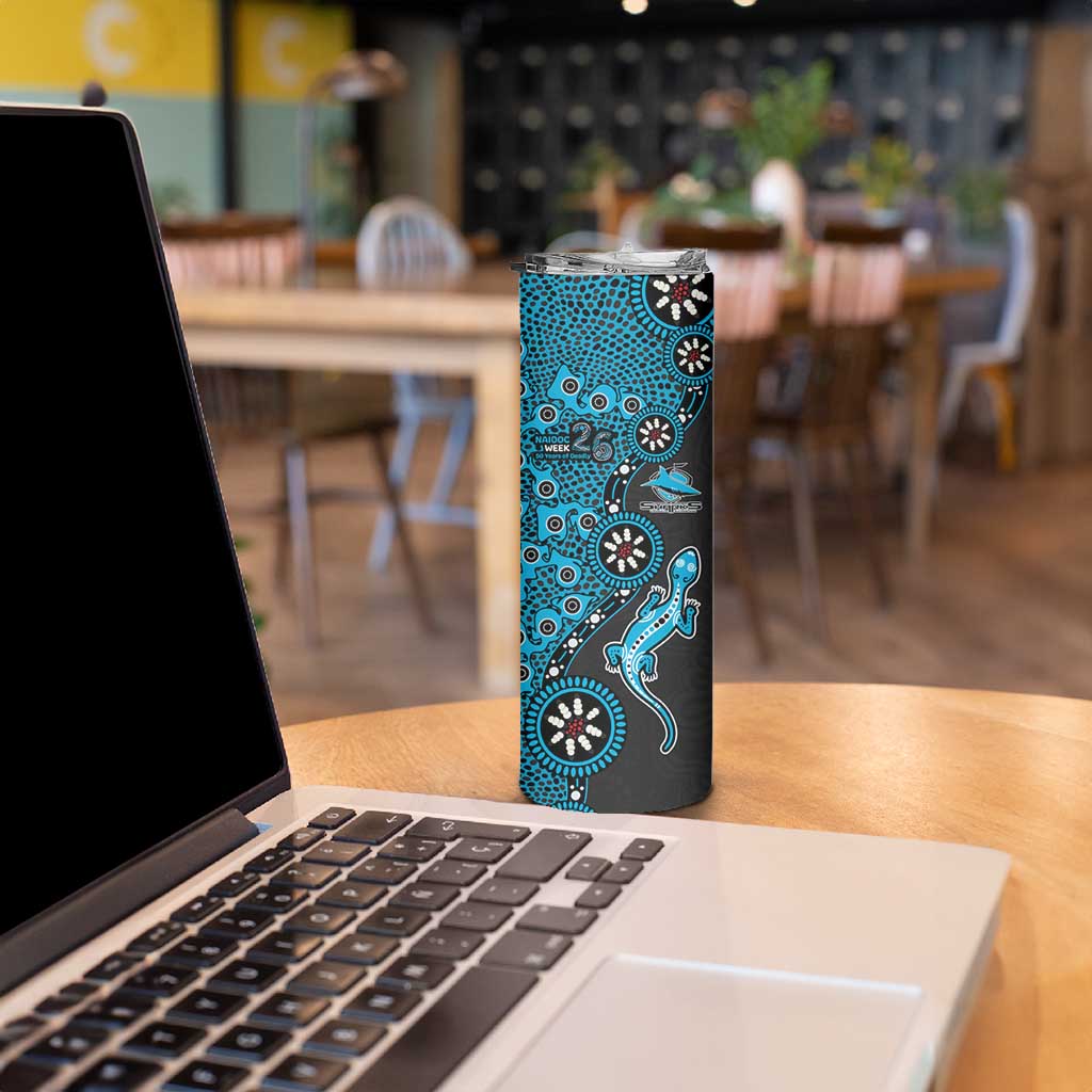 Cronulla-Sutherland Sharks NAIDOC Week 2026 Skinny Tumbler Aboriginal Lizard Dot Painting - 50 Years of Deadly