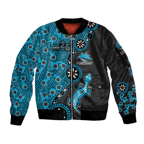 Cronulla-Sutherland Sharks NAIDOC Week 2026 Sleeve Zip Bomber Jacket Aboriginal Lizard Dot Painting - 50 Years of Deadly