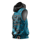 Cronulla-Sutherland Sharks NAIDOC Week 2026 Sleeveless Hoodie Aboriginal Lizard Dot Painting - 50 Years of Deadly