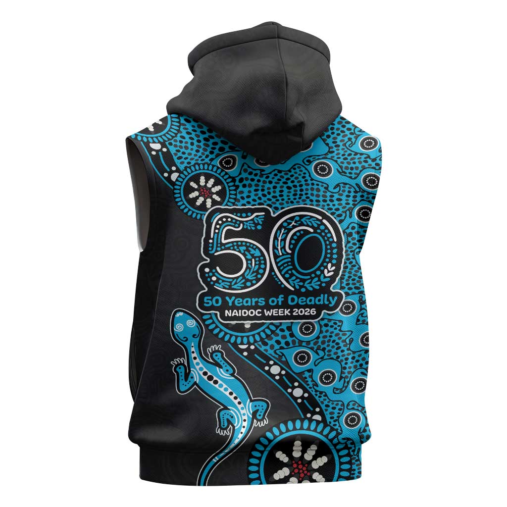 Cronulla-Sutherland Sharks NAIDOC Week 2026 Sleeveless Zip Hoodie Aboriginal Lizard Dot Painting - 50 Years of Deadly