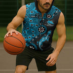 Cronulla-Sutherland Sharks NAIDOC Week 2026 Sleeveless Zip Hoodie Aboriginal Lizard Dot Painting - 50 Years of Deadly