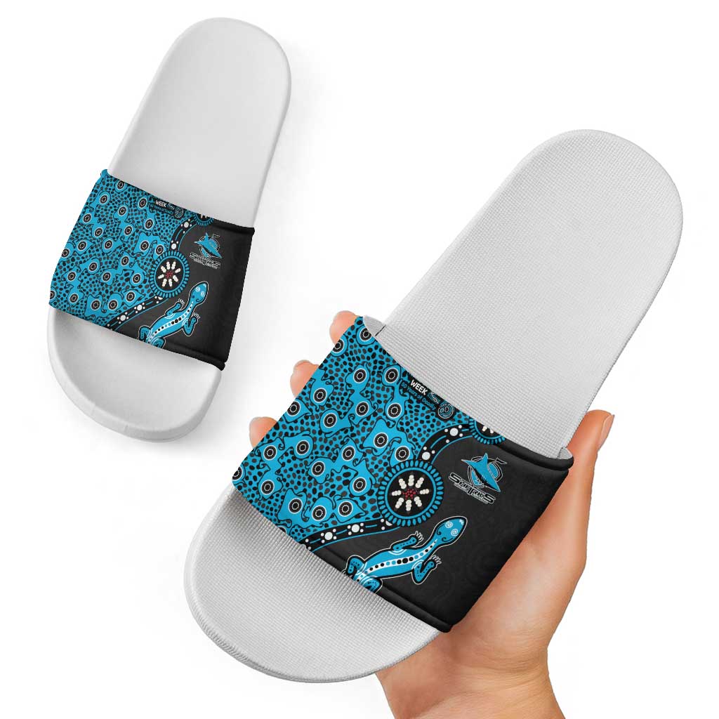 Cronulla-Sutherland Sharks NAIDOC Week 2026 Slide Sandals Aboriginal Lizard Dot Painting - 50 Years of Deadly
