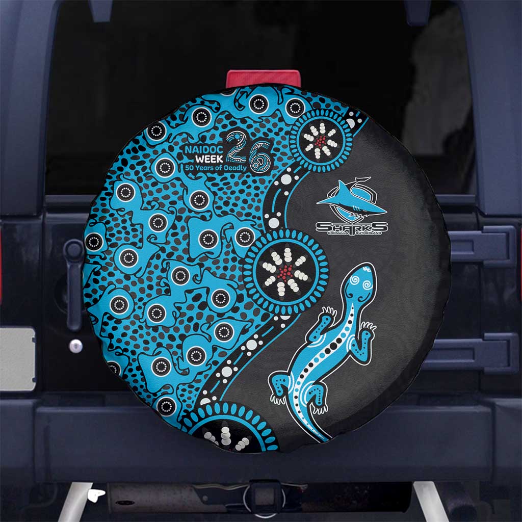 Cronulla-Sutherland Sharks NAIDOC Week 2026 Spare Tire Cover Aboriginal Lizard Dot Painting - 50 Years of Deadly