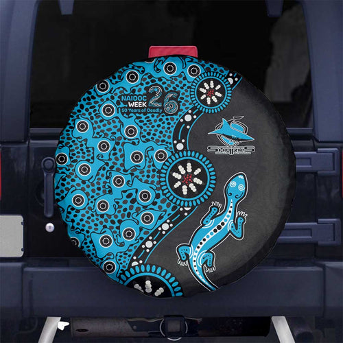 Cronulla-Sutherland Sharks NAIDOC Week 2026 Spare Tire Cover Aboriginal Lizard Dot Painting - 50 Years of Deadly