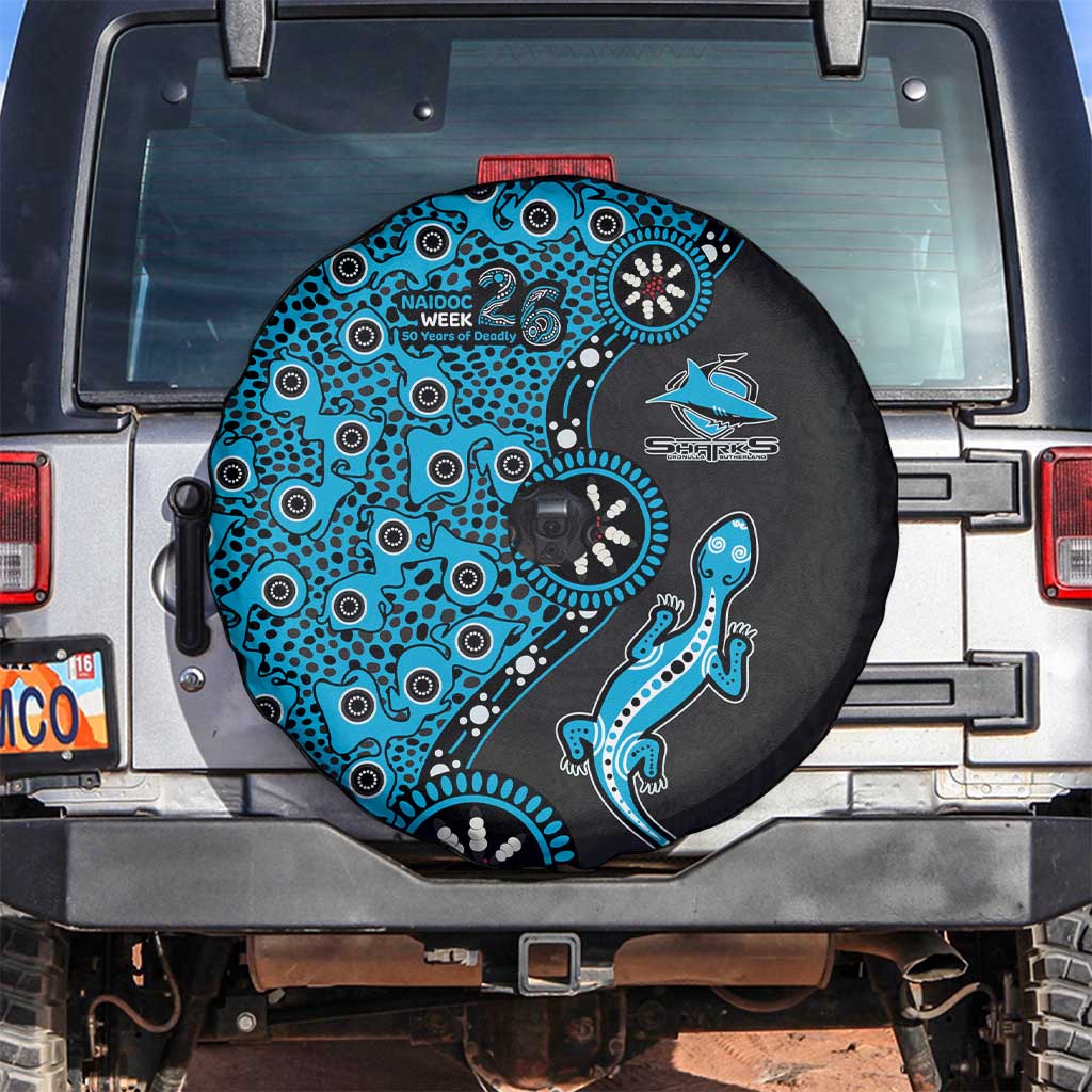 Cronulla-Sutherland Sharks NAIDOC Week 2026 Spare Tire Cover Aboriginal Lizard Dot Painting - 50 Years of Deadly
