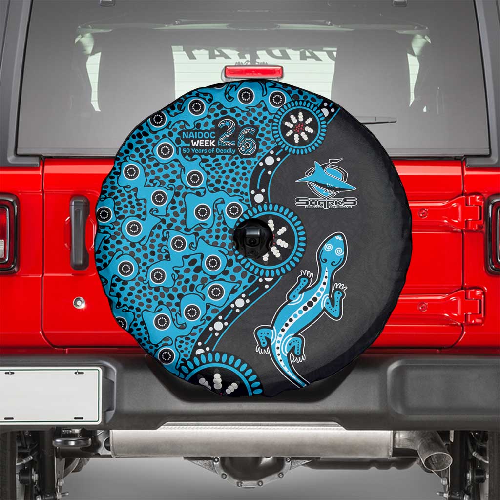 Cronulla-Sutherland Sharks NAIDOC Week 2026 Spare Tire Cover Aboriginal Lizard Dot Painting - 50 Years of Deadly