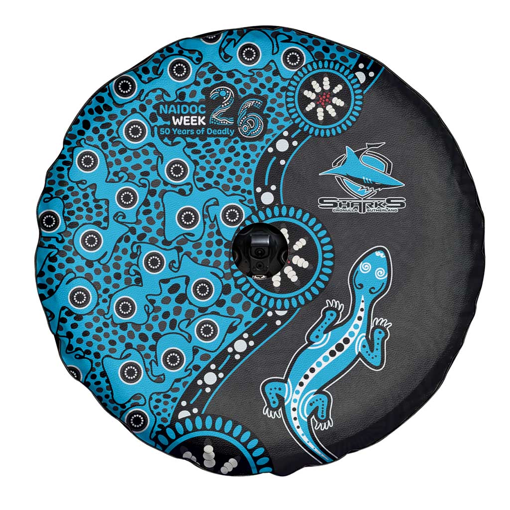 Cronulla-Sutherland Sharks NAIDOC Week 2026 Spare Tire Cover Aboriginal Lizard Dot Painting - 50 Years of Deadly