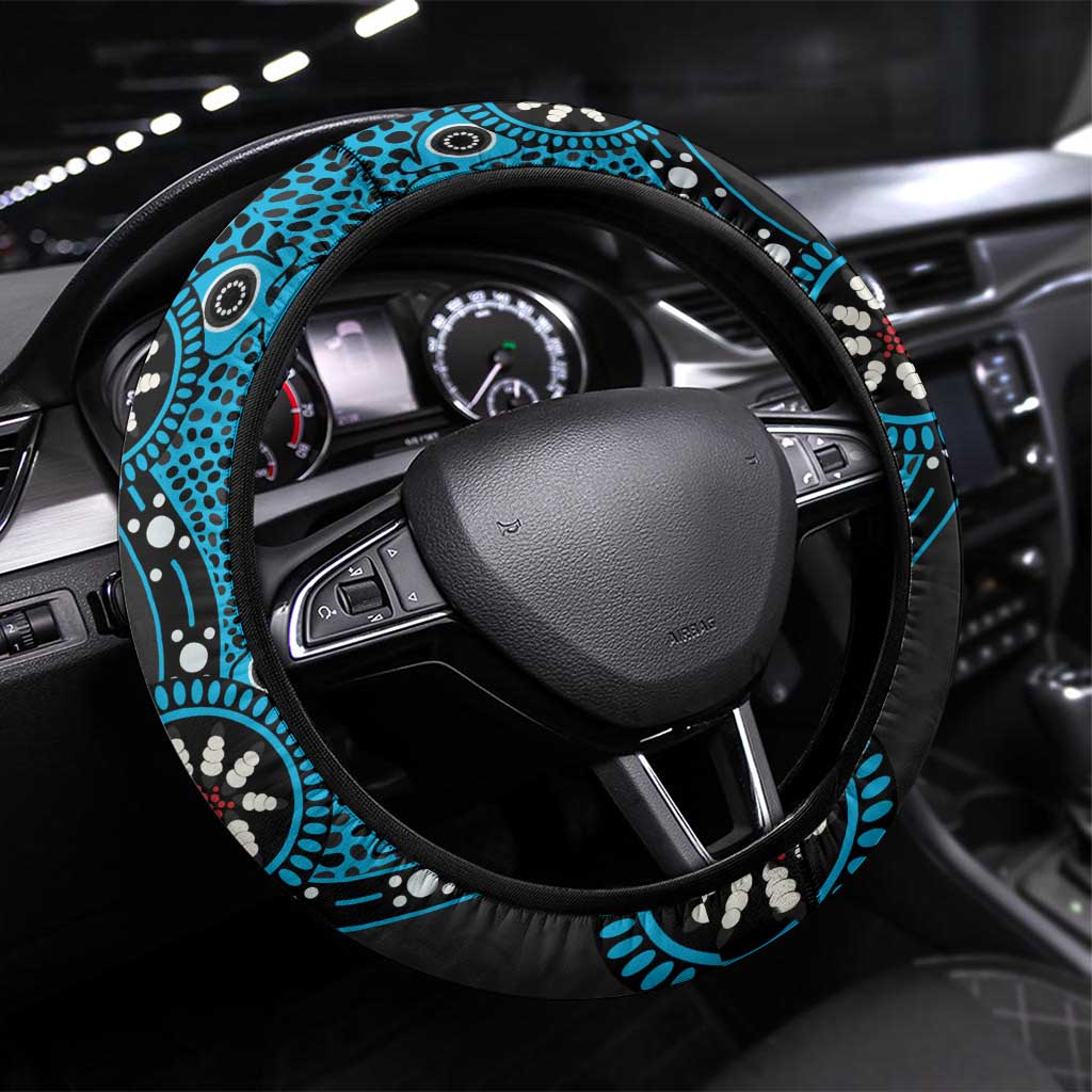 Cronulla-Sutherland Sharks NAIDOC Week 2026 Steering Wheel Cover Aboriginal Lizard Dot Painting - 50 Years of Deadly
