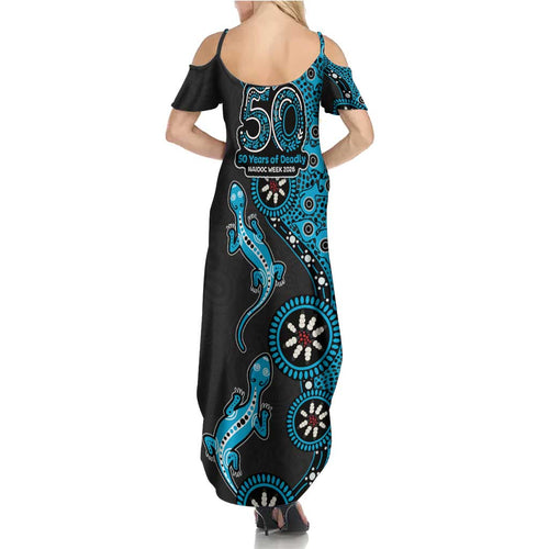Cronulla-Sutherland Sharks NAIDOC Week 2026 Summer Maxi Dress Aboriginal Lizard Dot Painting - 50 Years of Deadly