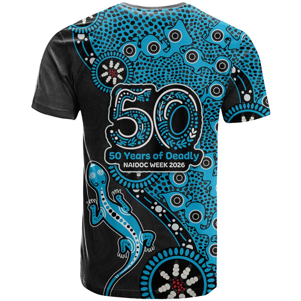 Cronulla-Sutherland Sharks NAIDOC Week 2026 T Shirt Aboriginal Lizard Dot Painting - 50 Years of Deadly