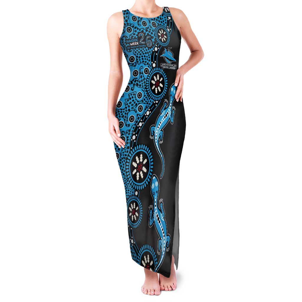 Cronulla-Sutherland Sharks NAIDOC Week 2026 Tank Maxi Dress Aboriginal Lizard Dot Painting - 50 Years of Deadly
