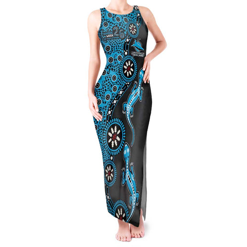 Cronulla-Sutherland Sharks NAIDOC Week 2026 Tank Maxi Dress Aboriginal Lizard Dot Painting - 50 Years of Deadly